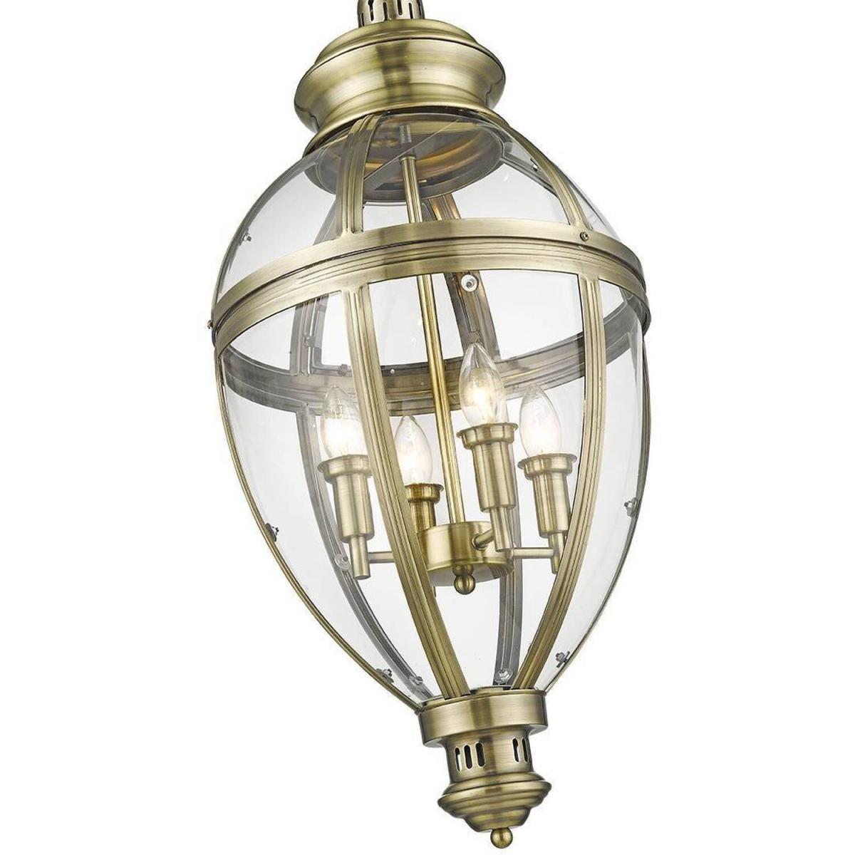 Spring 4 Light Ceiling Pendant Antique Brass Glass, E14 - Antique Brass / 36cm – image 2