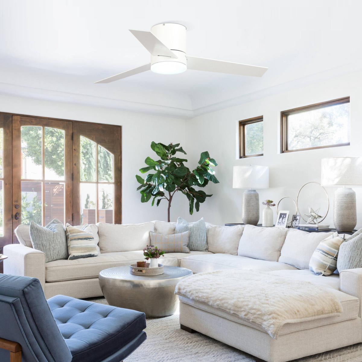 Indoor Reversible Blades Flush Mount Ceiling Fan 3 Speed - White – image 2