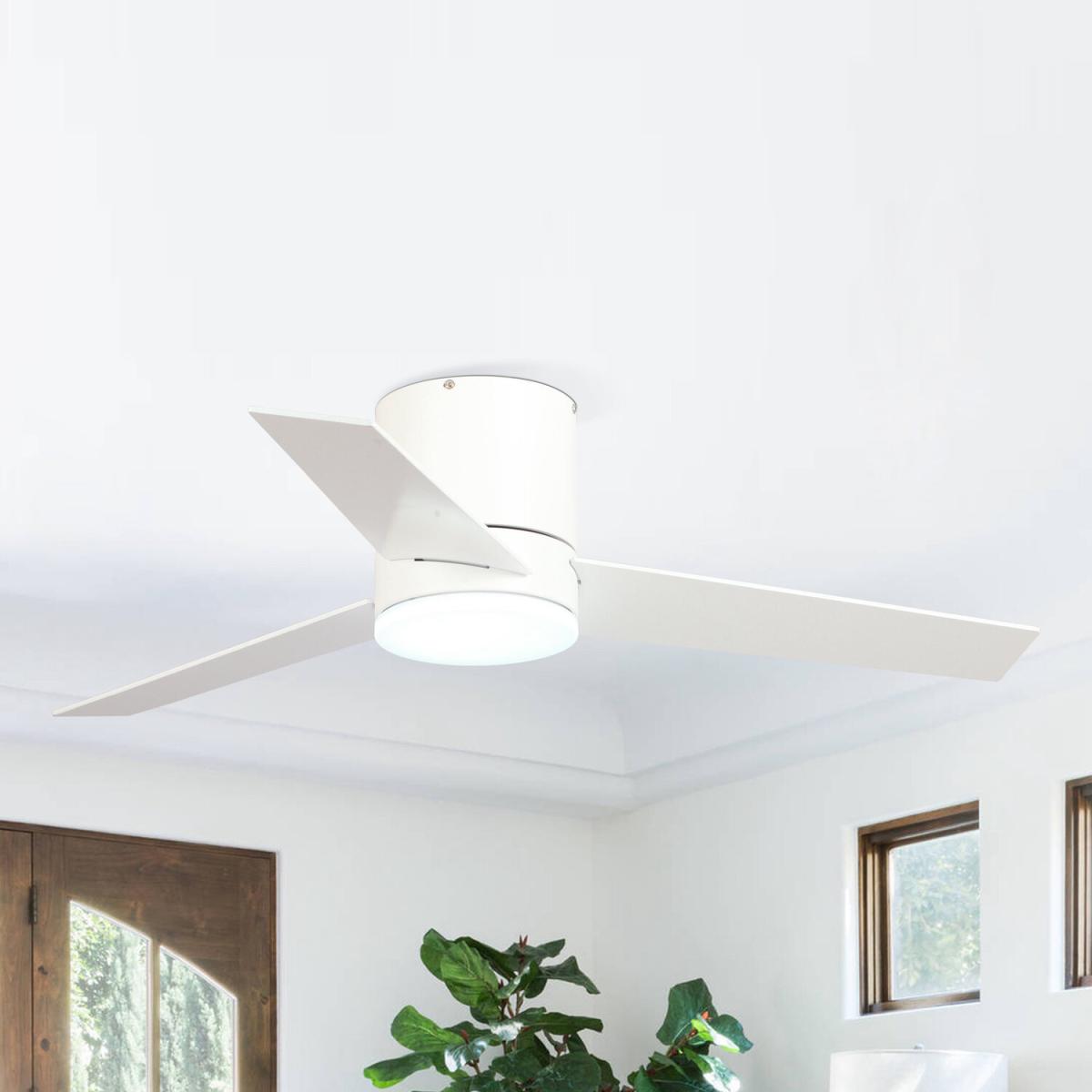 Indoor Reversible Blades Flush Mount Ceiling Fan 3 Speed - White – image 1