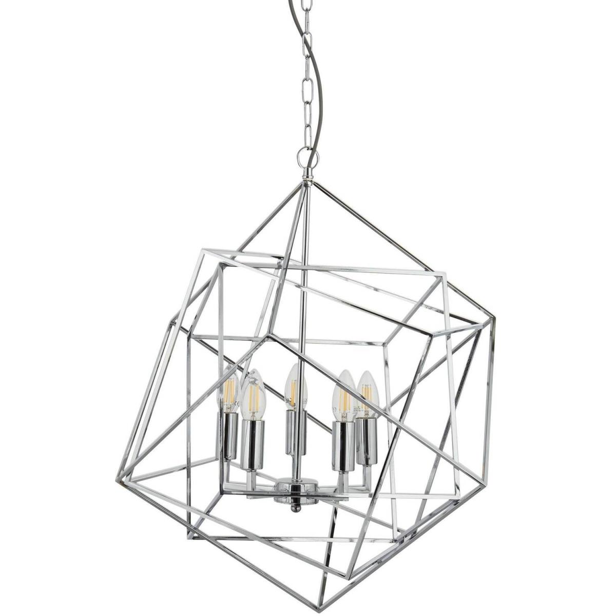 Cube 5 Light Ceiling Pendant Chrome, E14 - Chrome – image 2