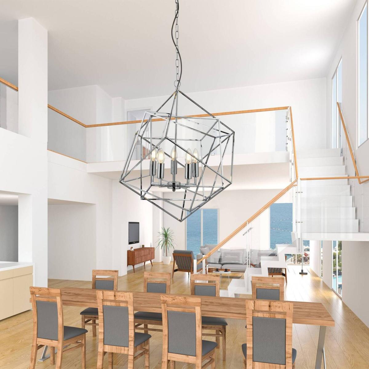 Cube 5 Light Ceiling Pendant Chrome, E14 - Chrome – image 3