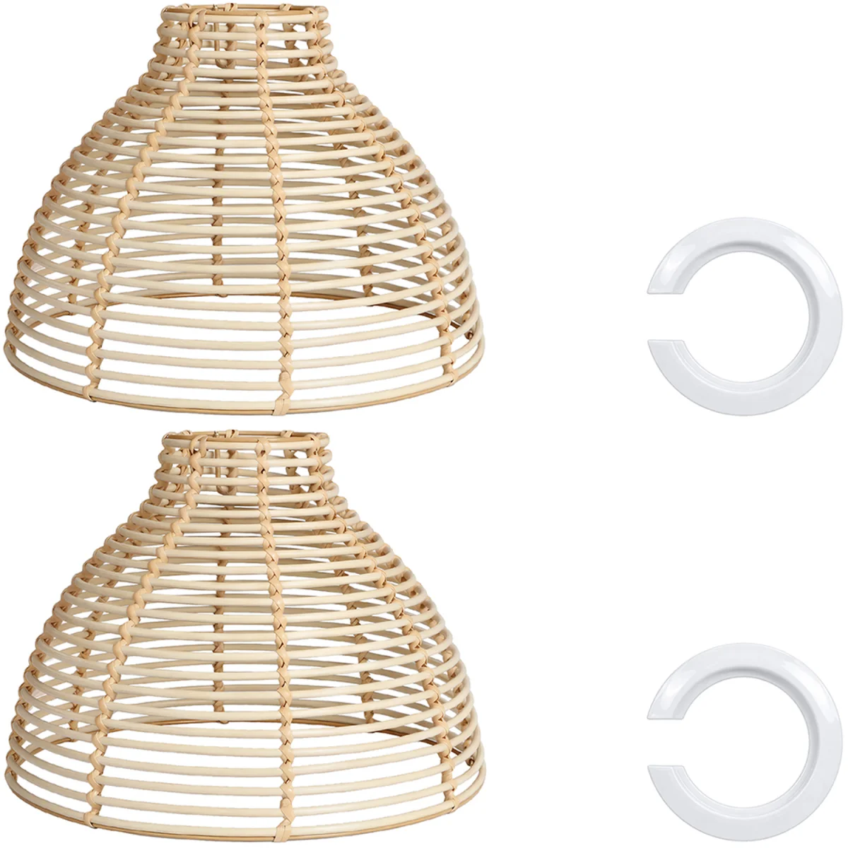 Ceiling Light Shade Wicker Basket Plastic Lampshade Pendant  2PCS - White – image 2