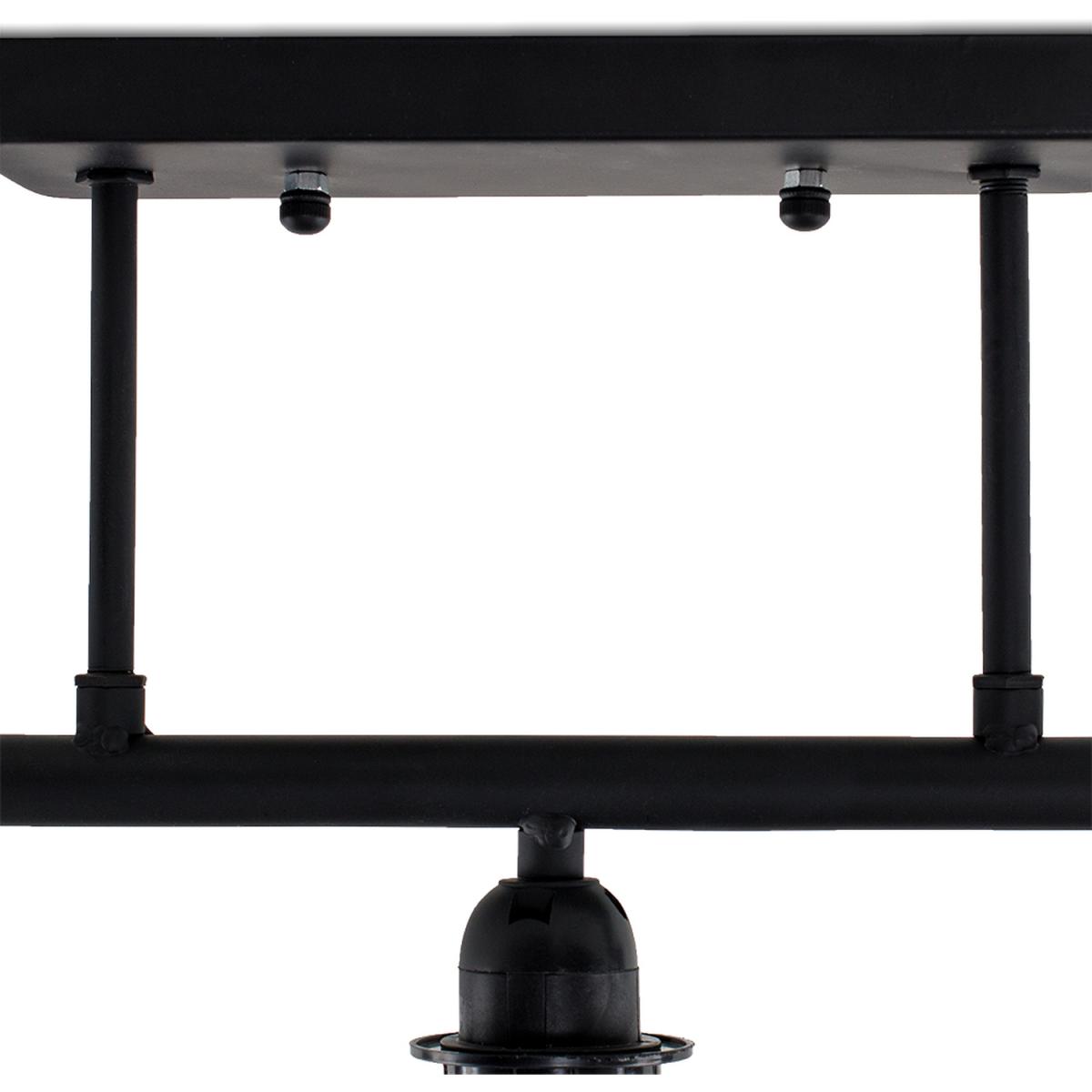 Industrial 3 Way Satin Black Pipework Ceiling Light With Black Cage Shades - Black – image 4
