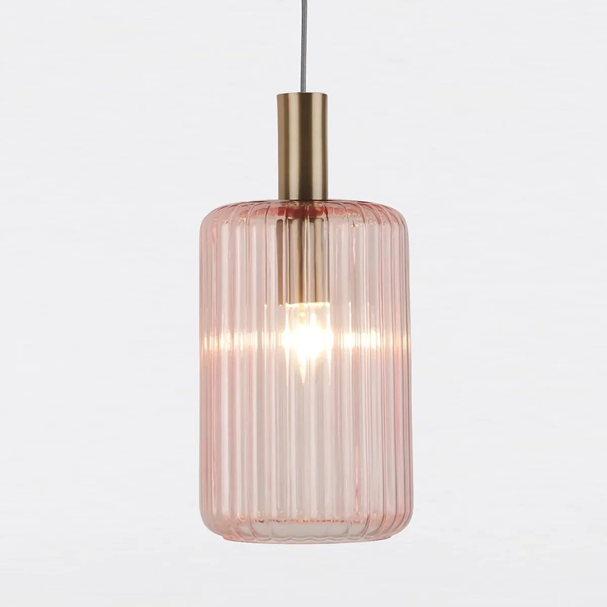 Blush Pink And Gold Fluted Glass Design Pendant Fitting - Gold & Blush Pink – image 2