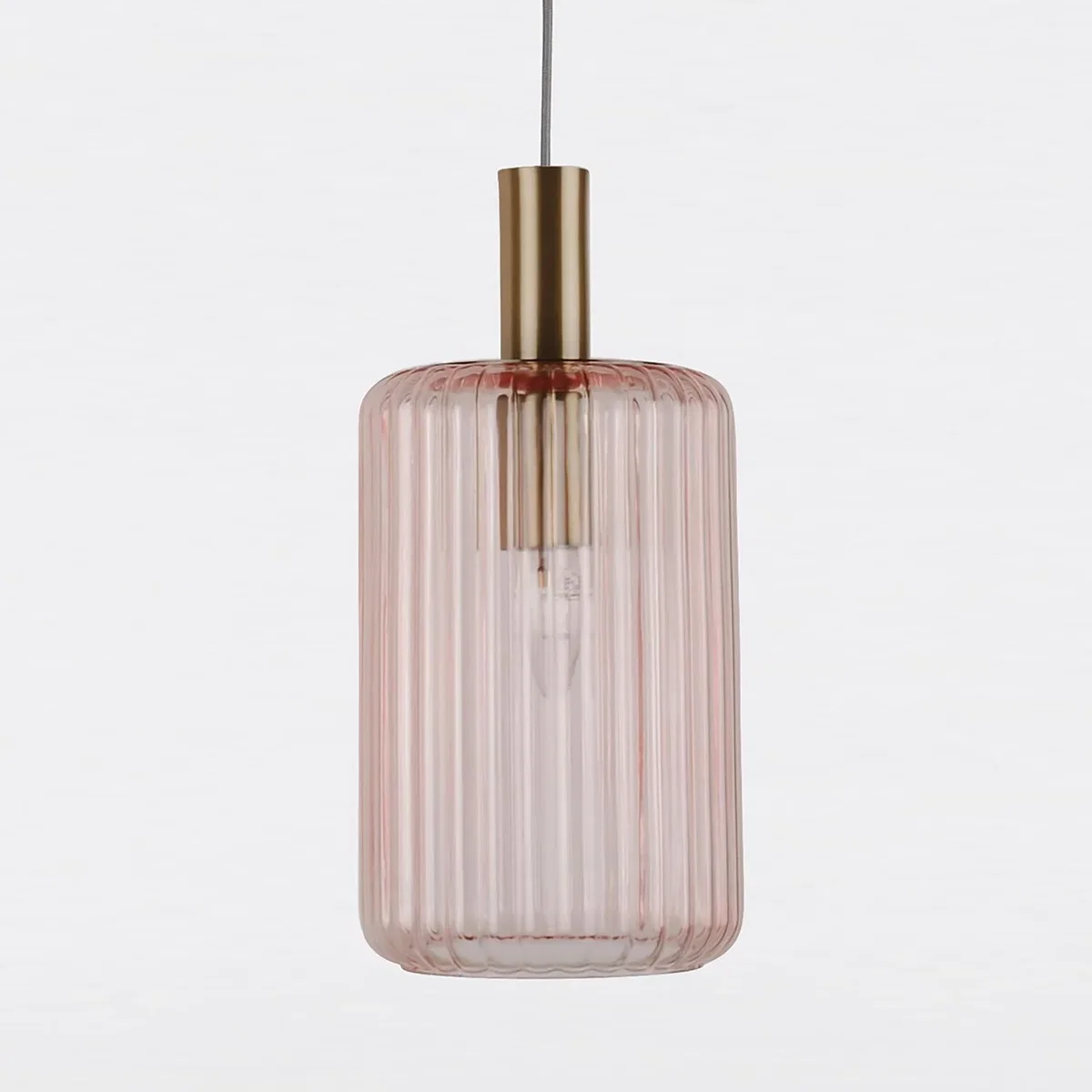 Blush Pink And Gold Fluted Glass Design Pendant Fitting - Gold & Blush Pink – image 3
