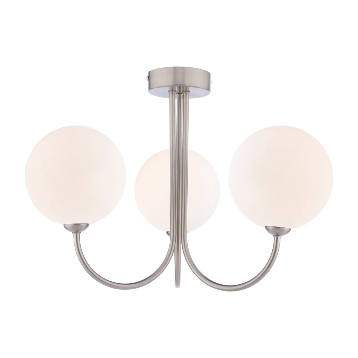 Jared 3 Light Semi-Flush Satin Nickel Opal Glass
