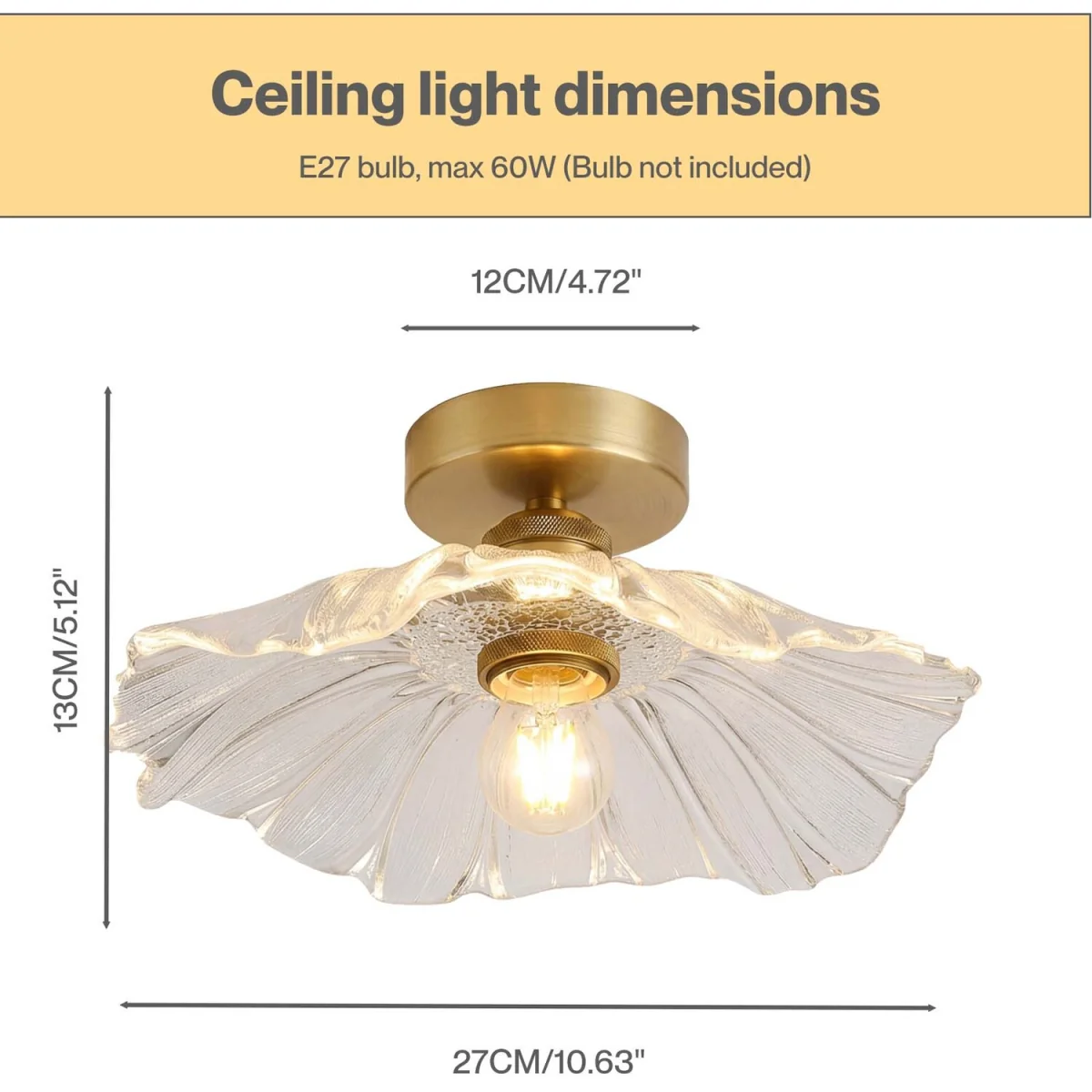 Ceiling Light Flower Clear Glass Fixture Chandelier Flush Mount 2 PCS - White – image 5