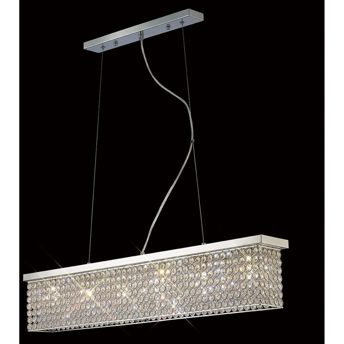 Piazza Ceiling Pendant Rectangular 6 Light Polished Chrome, Crystal - Polished Chrome – image 2