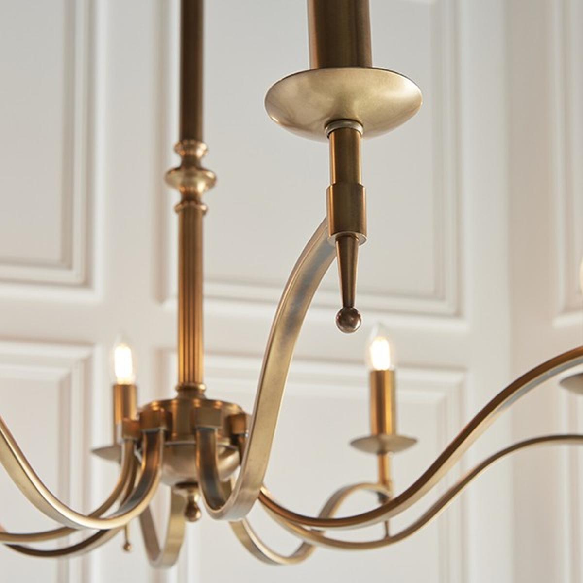 Stanford 8 Light Chandelier Antique Brass Finish, E14 - Antique Brass – image 4