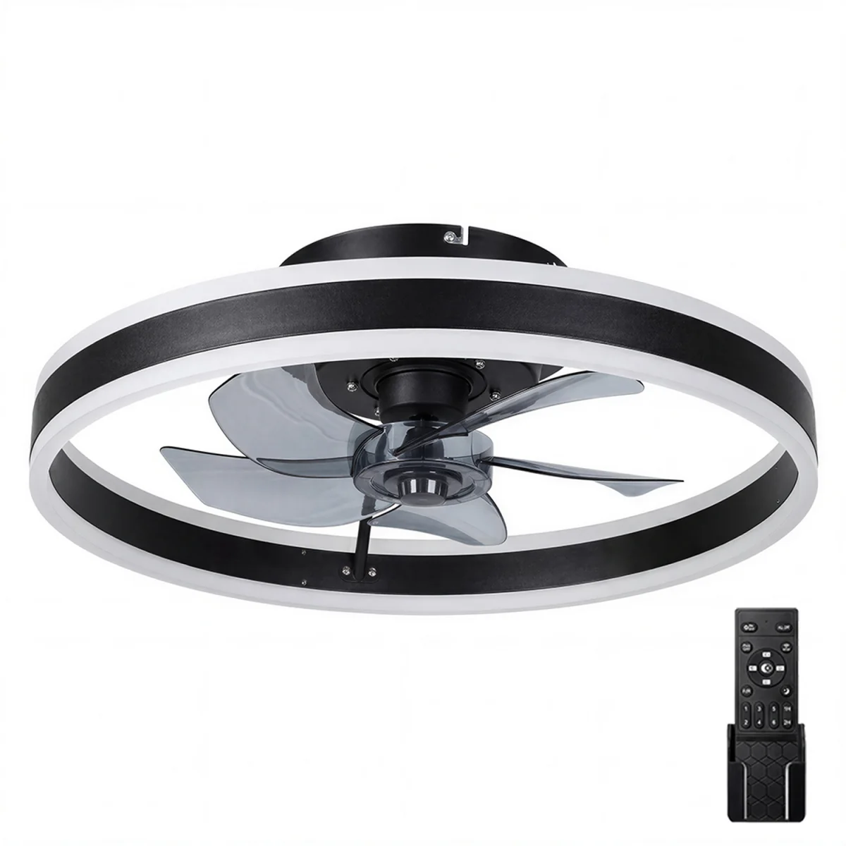 Ceiling Fan  Lights Remote Modern LED Dimmable Quiet 6 Speeds Black - Black – image 4