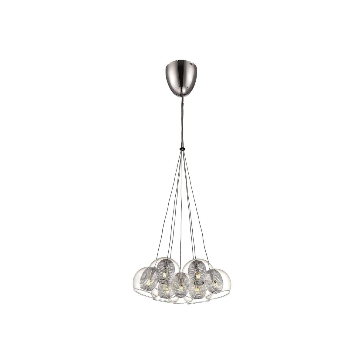 Spring 7 Light Cluster Pendant Mesh Chrome, Clear, G4 Bulb - Chrome – image 1