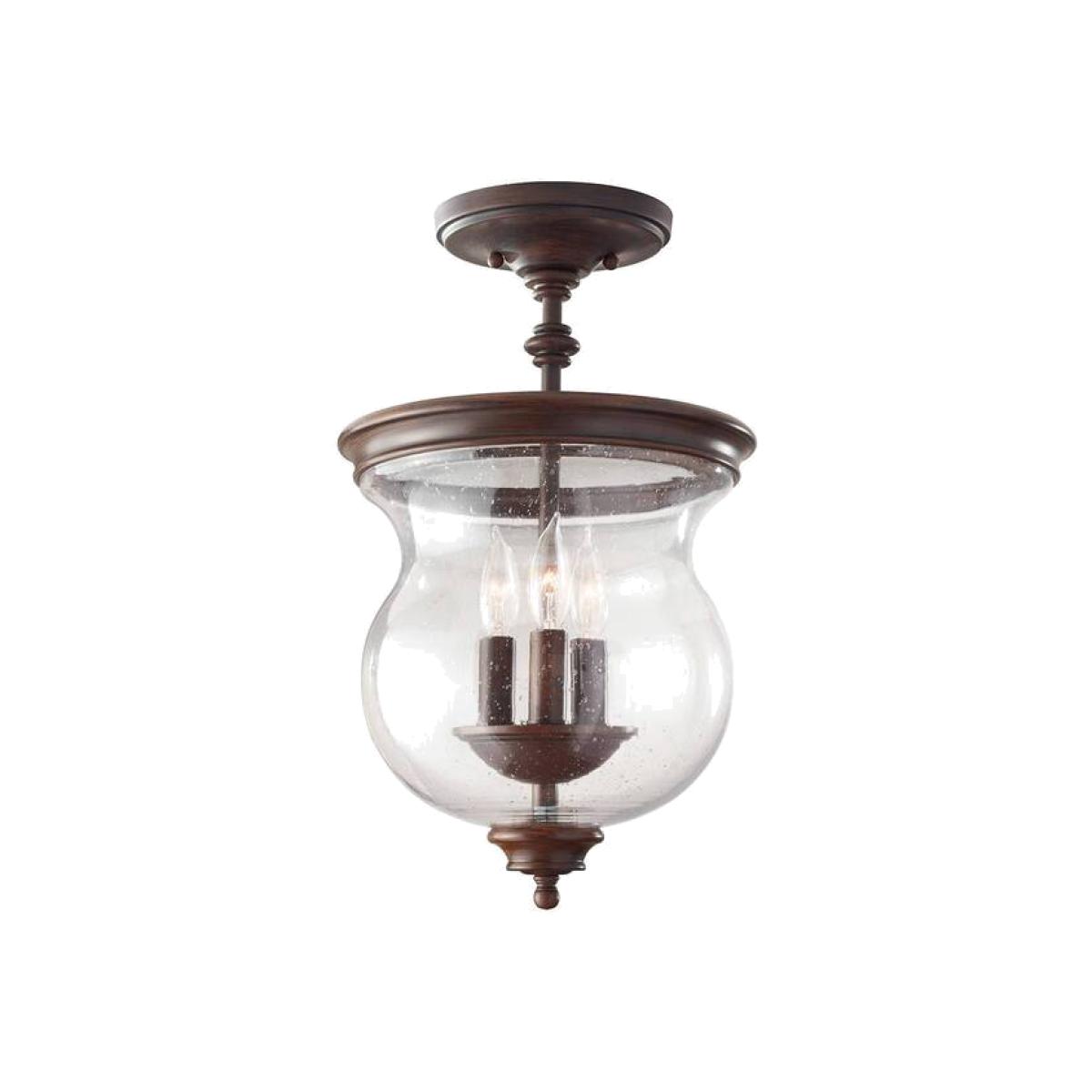 Pickering Lane 3 Light Semi Flush Ceiling Light Antique Bronze, E14 - Antique Bronze – image 1