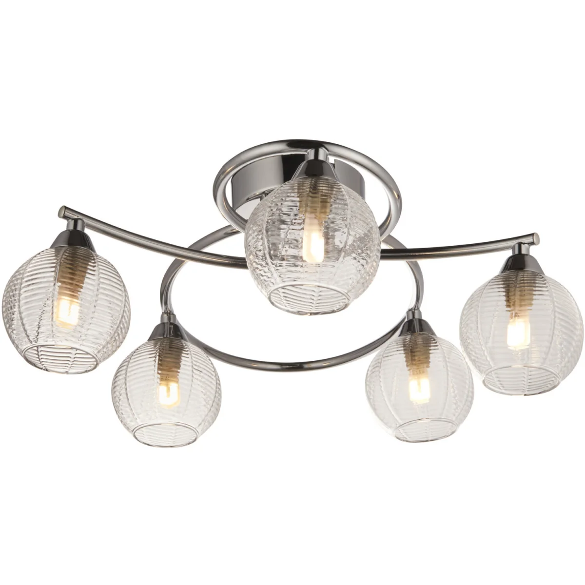 Tatton 5lt Flush Ceiling Light - Polished Chrome Plate And Clear Ribbed Glass – image 2