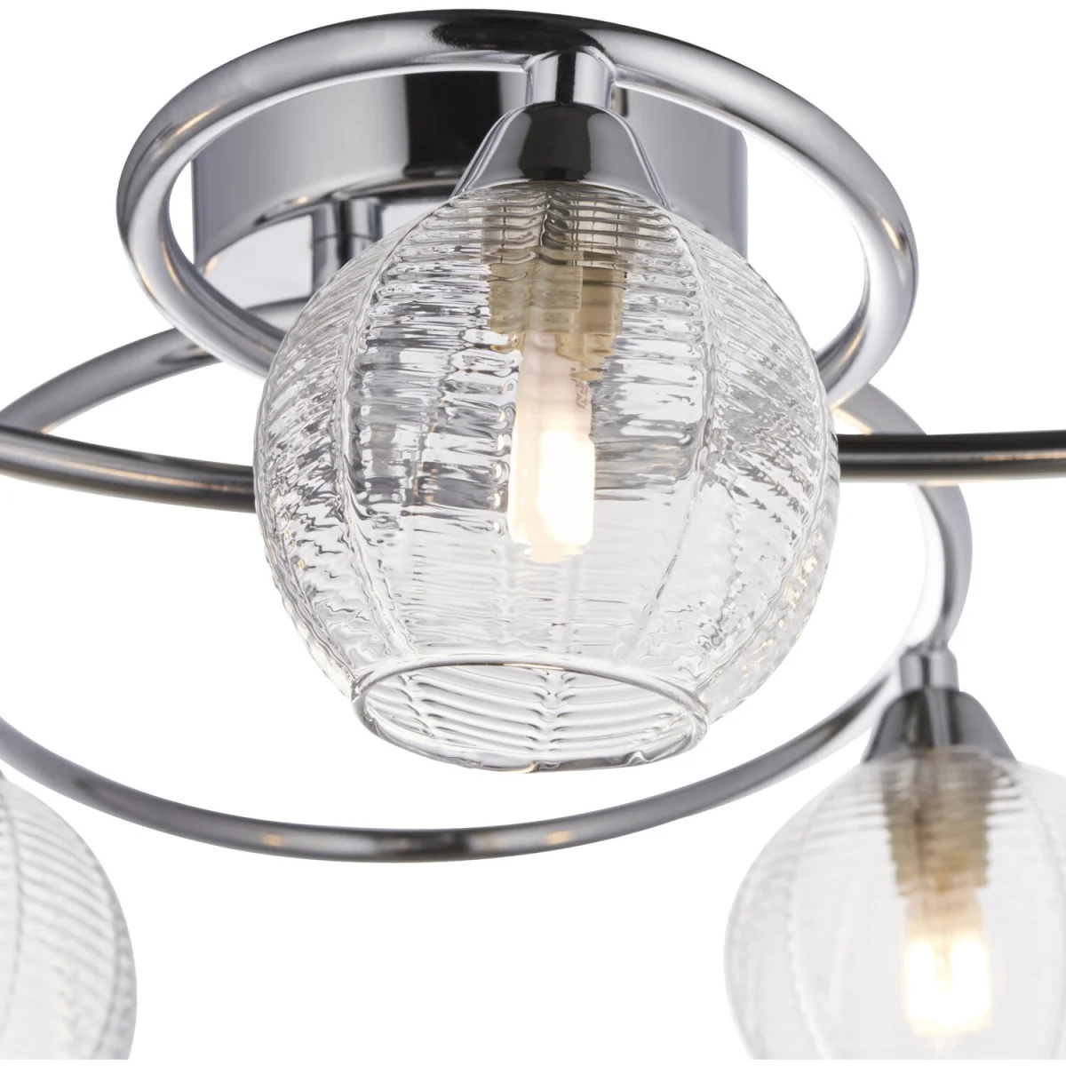 Tatton 5lt Flush Ceiling Light - Polished Chrome Plate And Clear Ribbed Glass – image 3