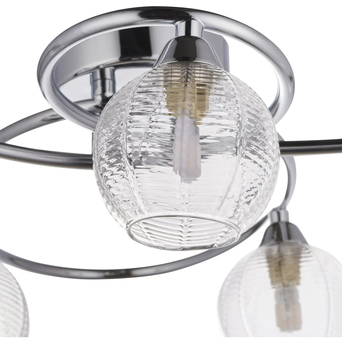 Tatton 5lt Flush Ceiling Light - Polished Chrome Plate And Clear Ribbed Glass – image 4