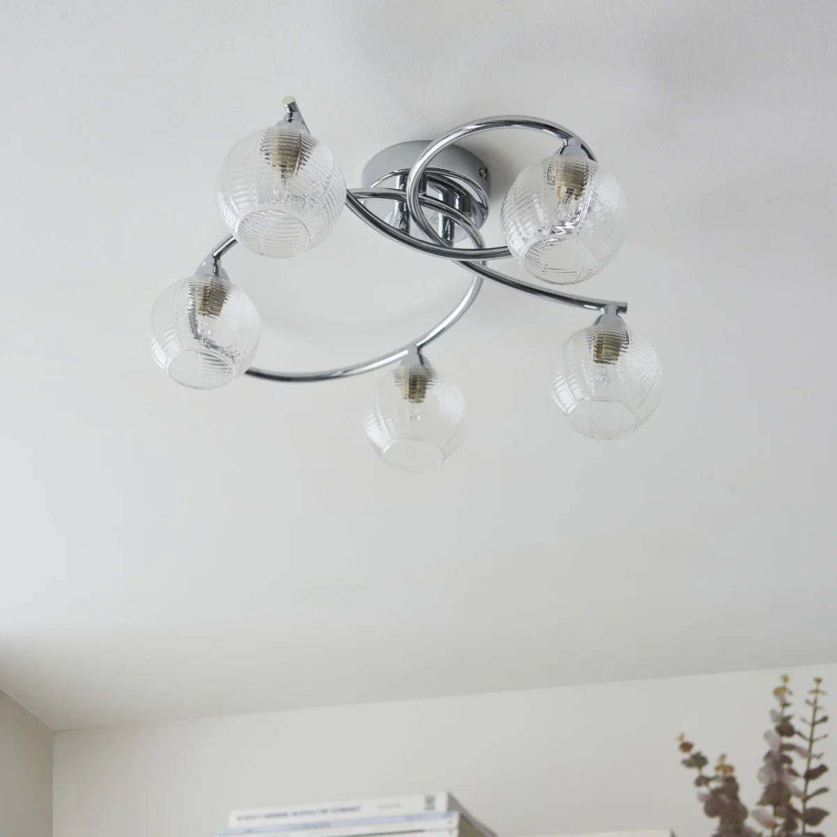 Tatton 5lt Flush Ceiling Light - Polished Chrome Plate And Clear Ribbed Glass – image 6