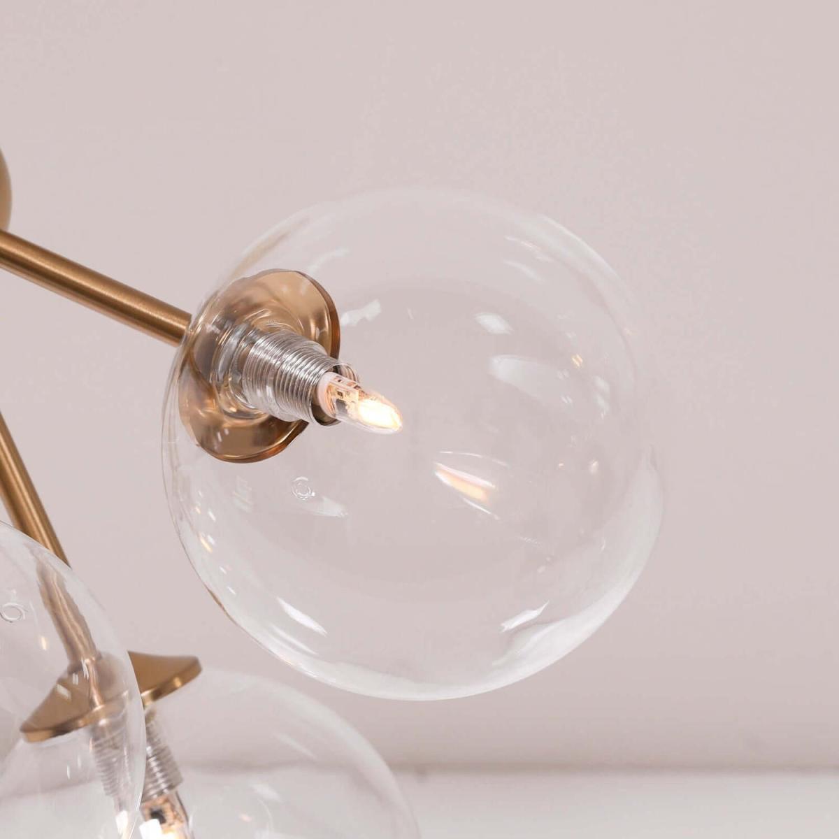 Gold Satin Deco 5 Arm Sputnik Glass Ball Ceiling Light - Satin Gold – image 3