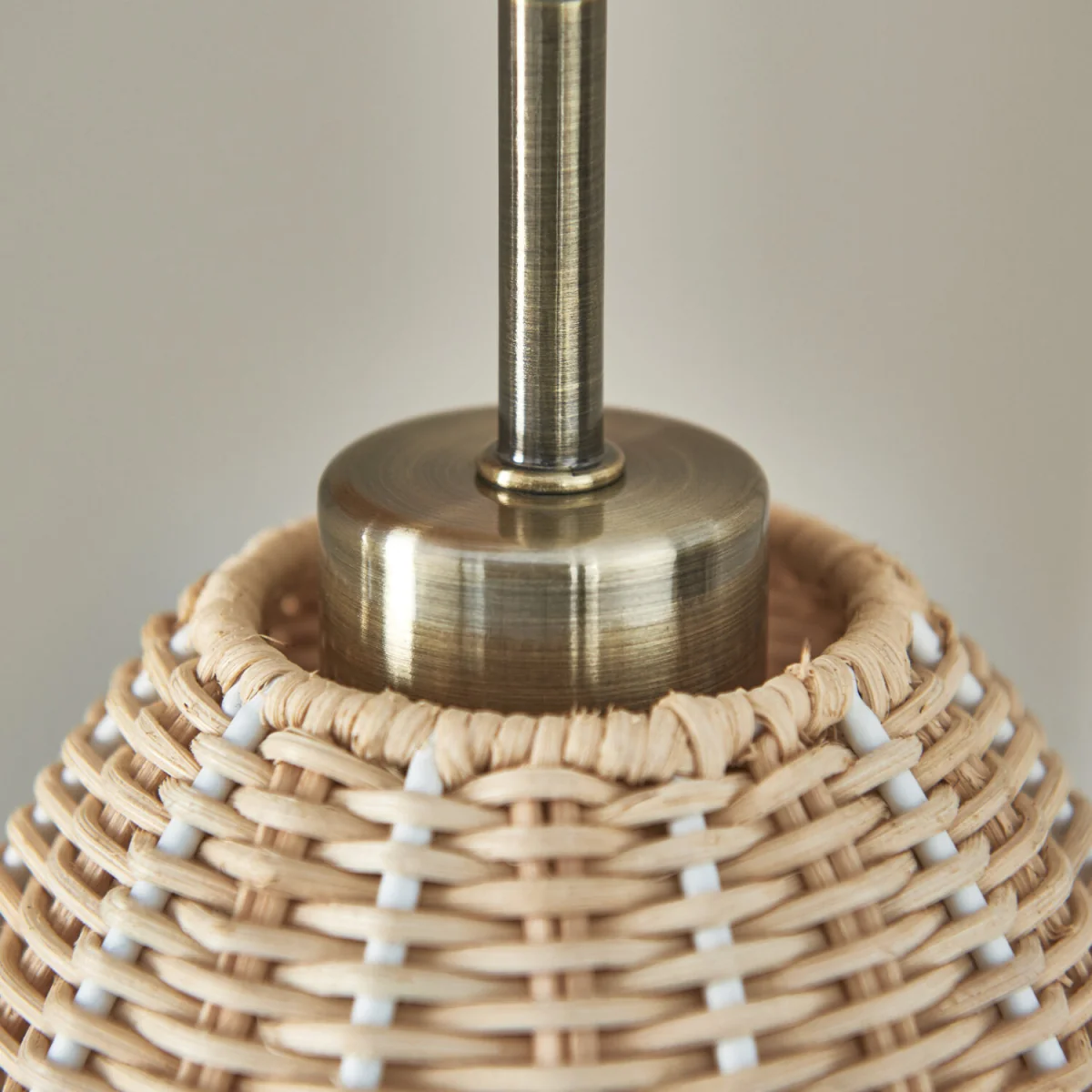 Celia 3lt Ceiling Pendant Light - Antique Brass Plate And Natural Rattan – image 2