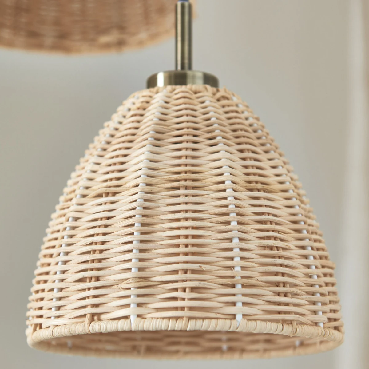Celia 3lt Ceiling Pendant Light - Antique Brass Plate And Natural Rattan – image 6