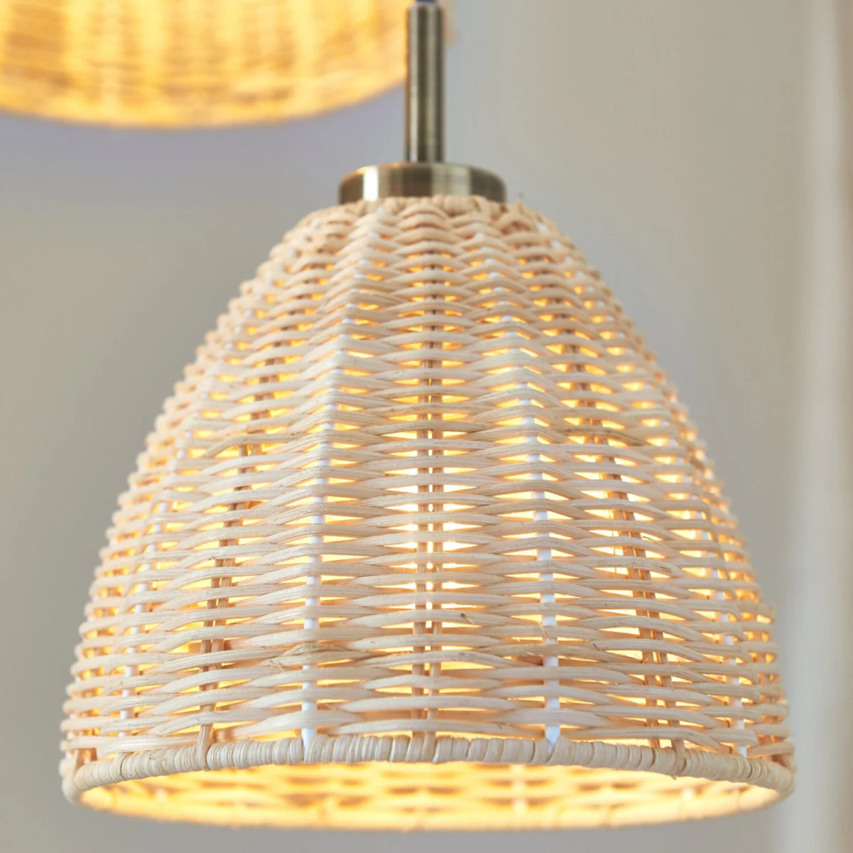Celia 3lt Ceiling Pendant Light - Antique Brass Plate And Natural Rattan – image 7