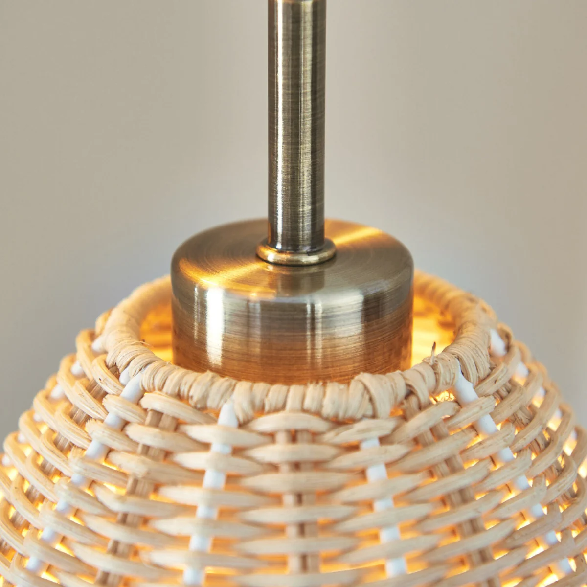 Celia 3lt Ceiling Pendant Light - Antique Brass Plate And Natural Rattan – image 8