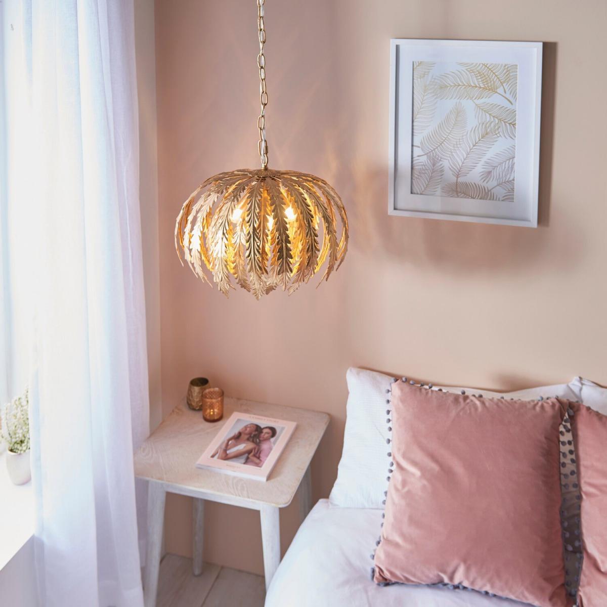Delphine Floral Leaves 3 Light Spherical Pendant Gold Paint, E14 - Gold Paint – image 3