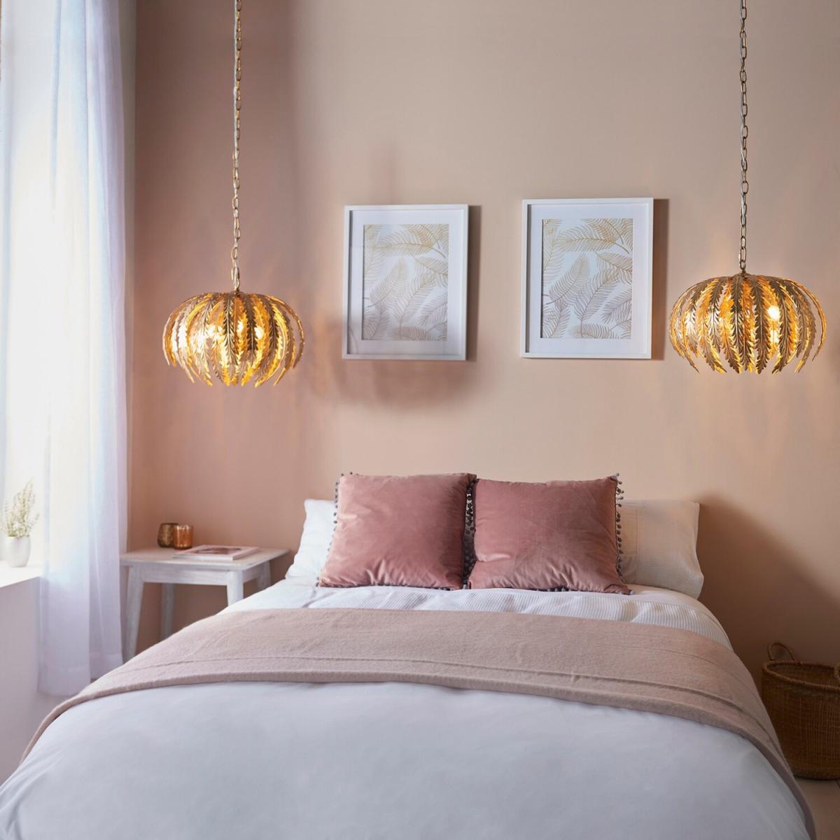 Delphine Floral Leaves 3 Light Spherical Pendant Gold Paint, E14 - Gold Paint – image 4