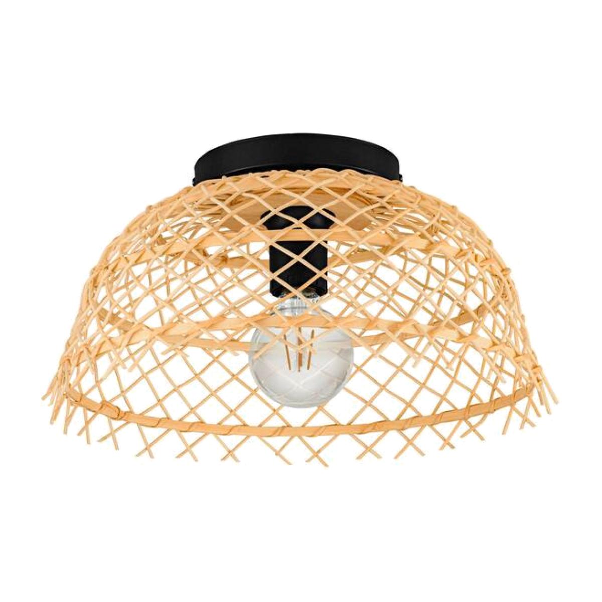 Eglo AUSNBY Natural Wood Semi Flush Ceiling Light - black