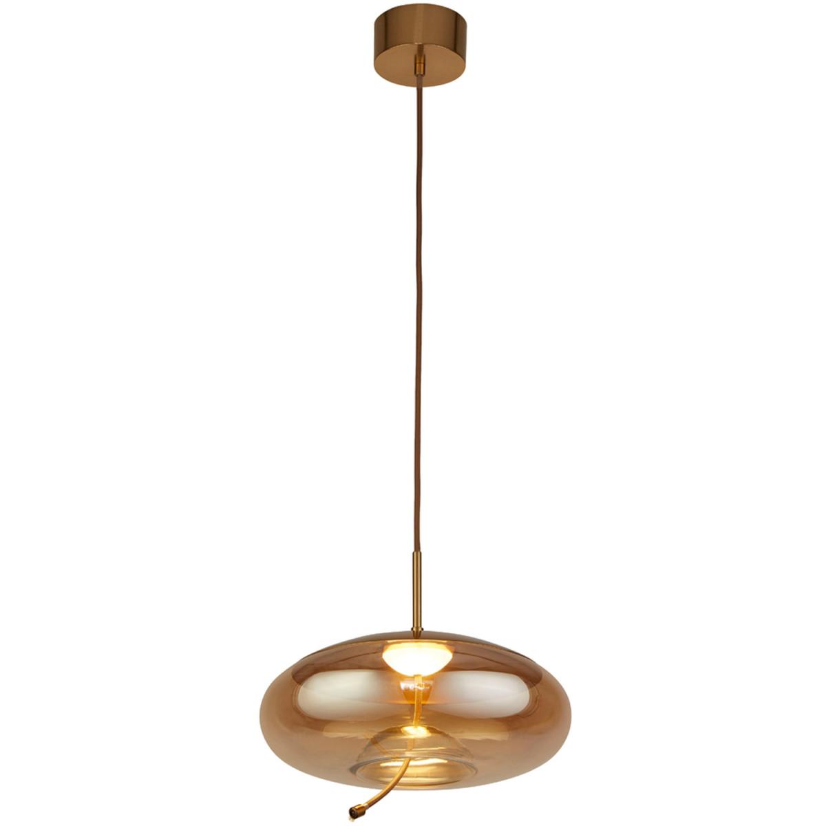 Arthur Satin Brass and Amber Glass Pendant  - Brass – image 3