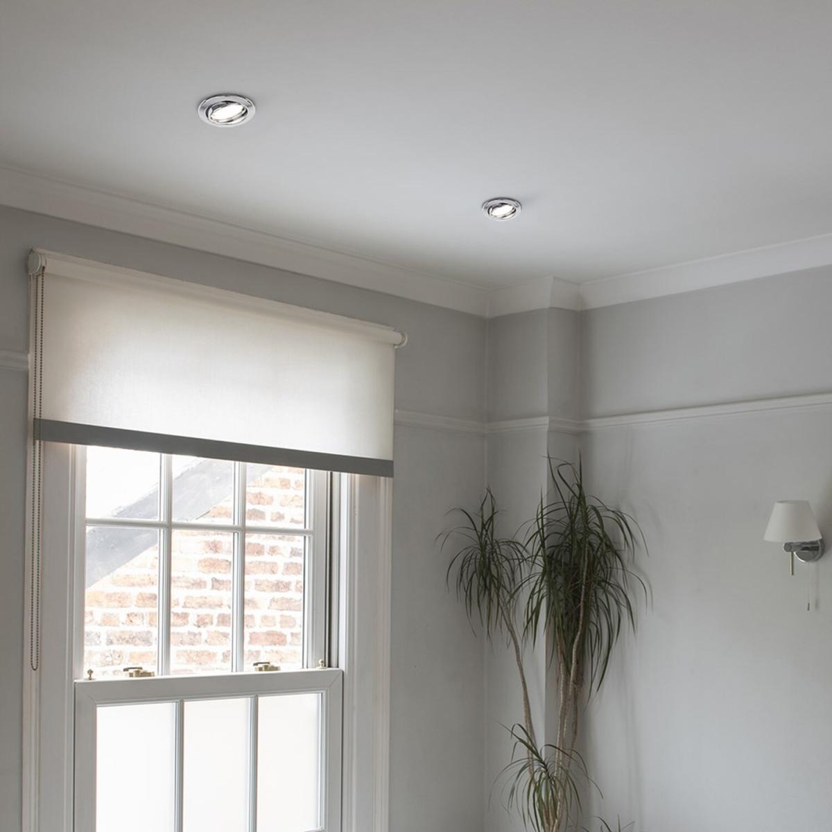 GU10 Polished Chrome Tiltable Steel Ceiling Recessed Spotlight Downlight - Silver – image 2