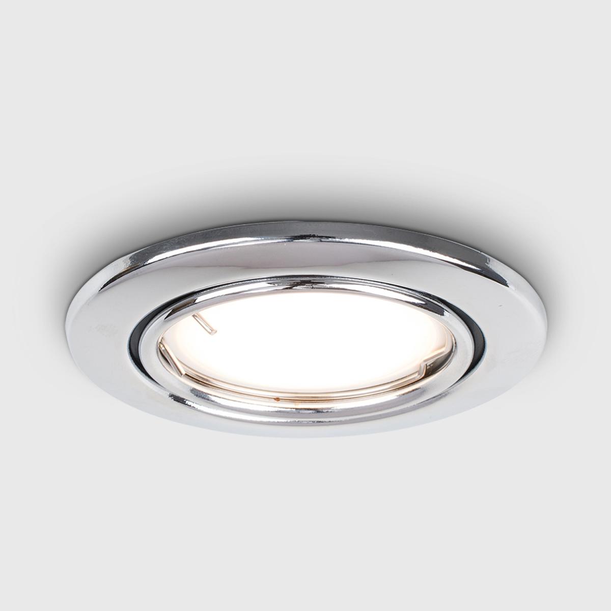 GU10 Polished Chrome Tiltable Steel Ceiling Recessed Spotlight Downlight - Silver – image 4