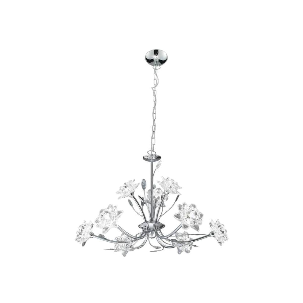 Bellis 9 Light Ceiling Pendant Flower Design Chrome, Glass Nine, G9 - Chrome