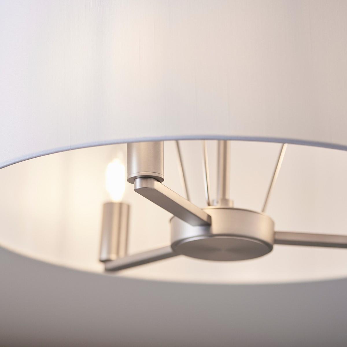 Daley 3 Light Multi Arm Ceiling Pendant Matt Nickel, Vintage White Silk Effect, - Matt Nickel Plate – image 5