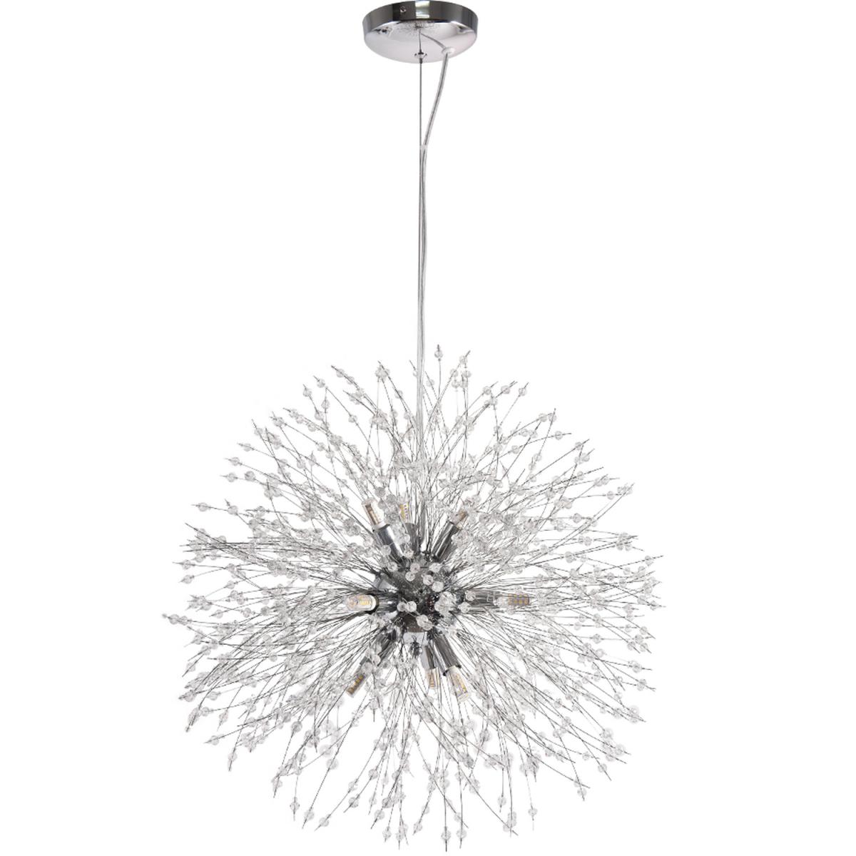 9-Light Dandelion Crystal Pendant - Gold – image 2