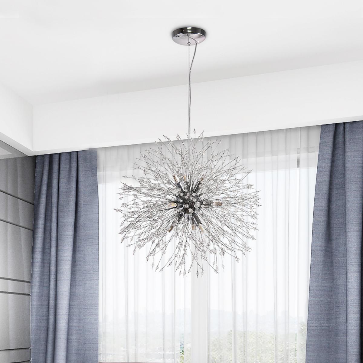 9-Light Dandelion Crystal Pendant - Gold – image 7