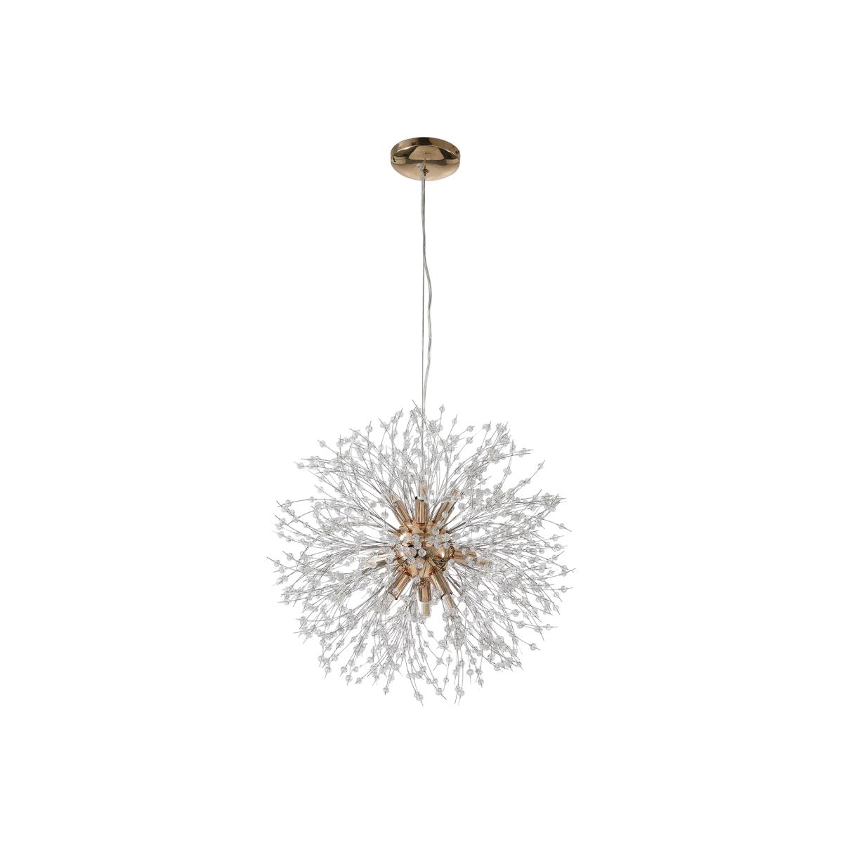9-Light Dandelion Crystal Pendant - Gold – image 1