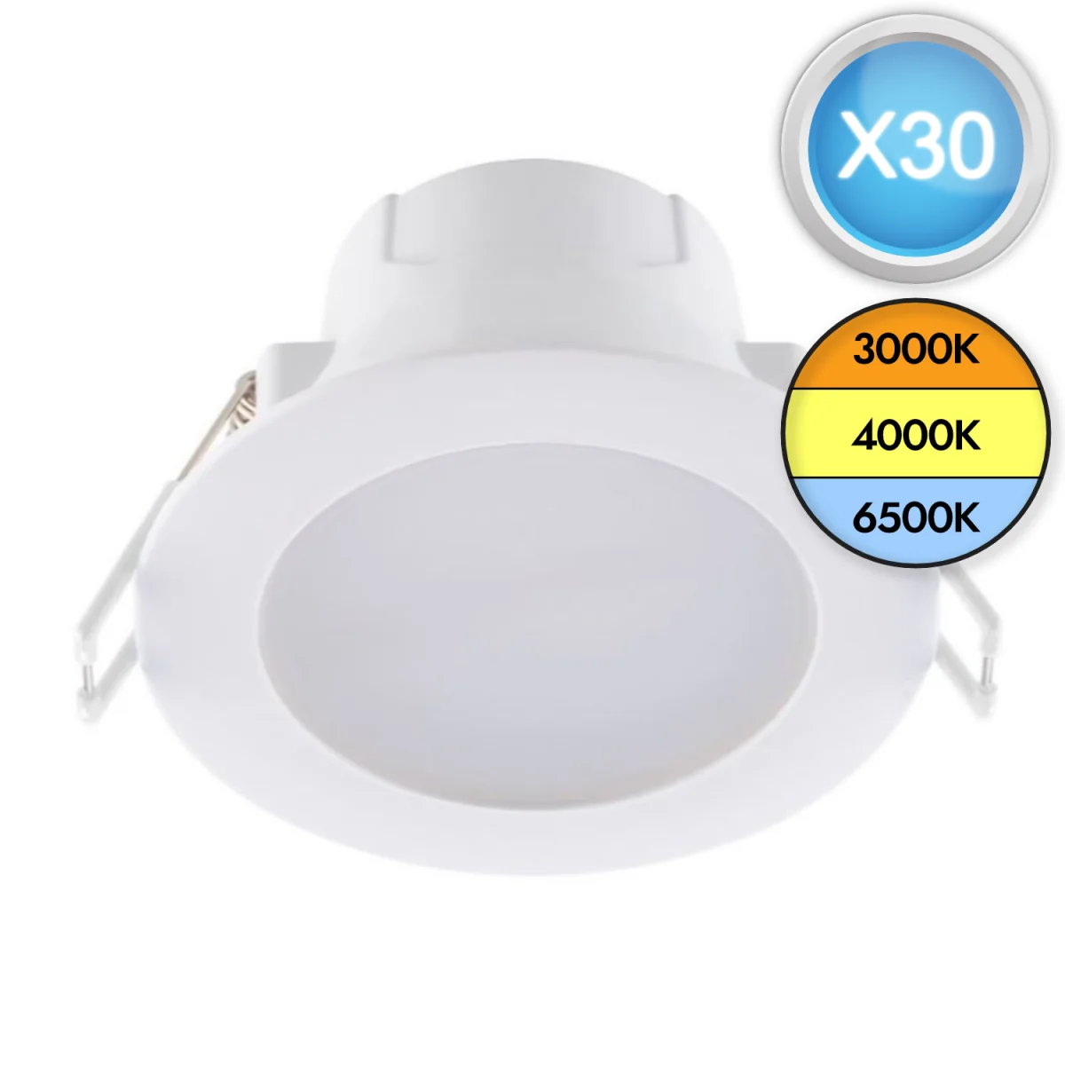 Set Of 30 Downlight Bathroom Recessed Downlights - White And Frosted Plastic Diffuser – image 3