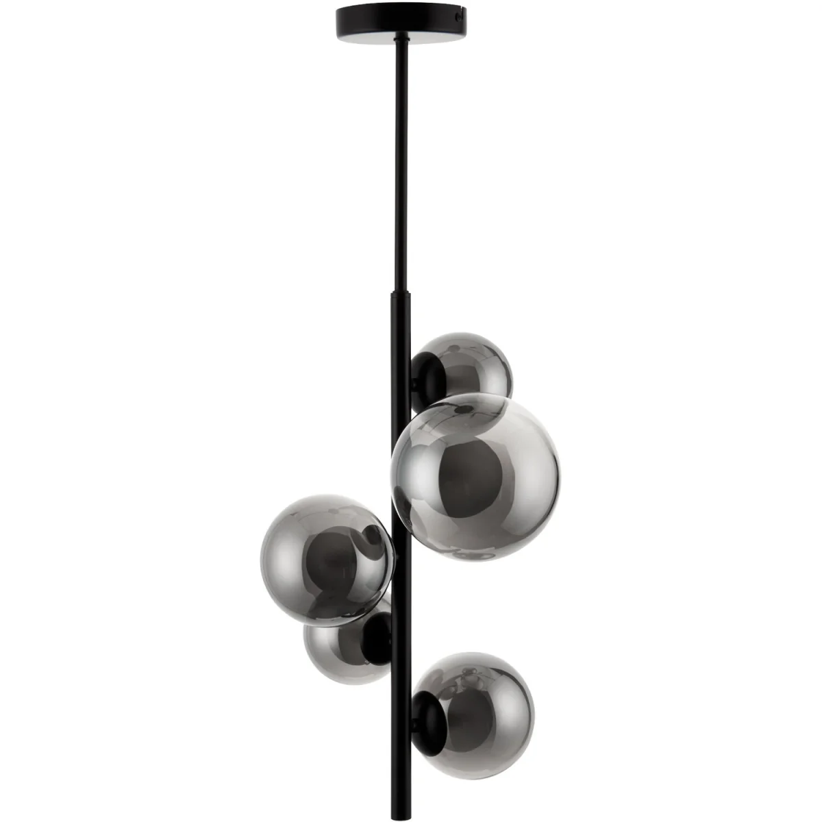 Cole 5lt Ceiling Pendant Light - Matt Black And Dark Smoked Glass – image 3
