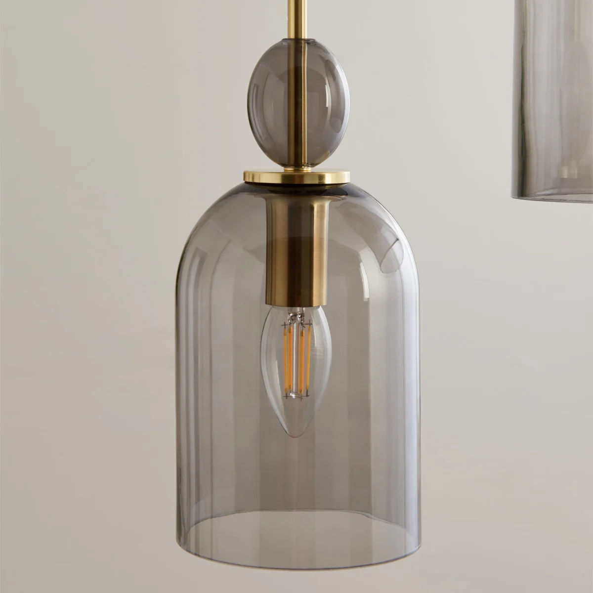 Pebble 3lt Ceiling Pendant Light - Satin Brass Plate And Smoked Glass – image 11