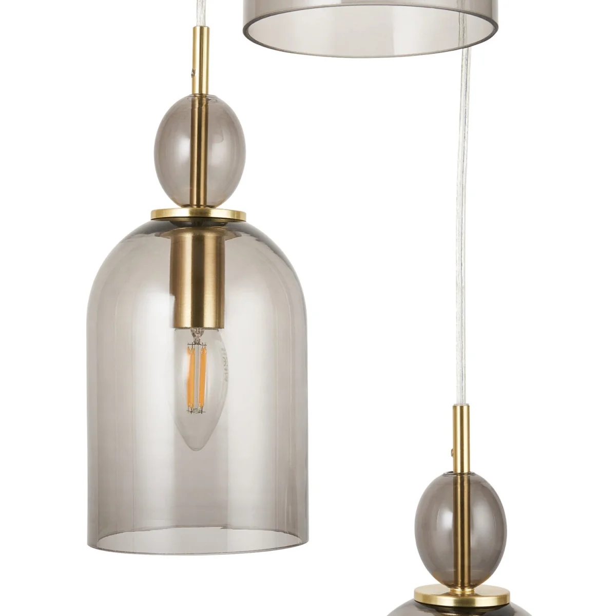 Pebble 3lt Ceiling Pendant Light - Satin Brass Plate And Smoked Glass – image 5