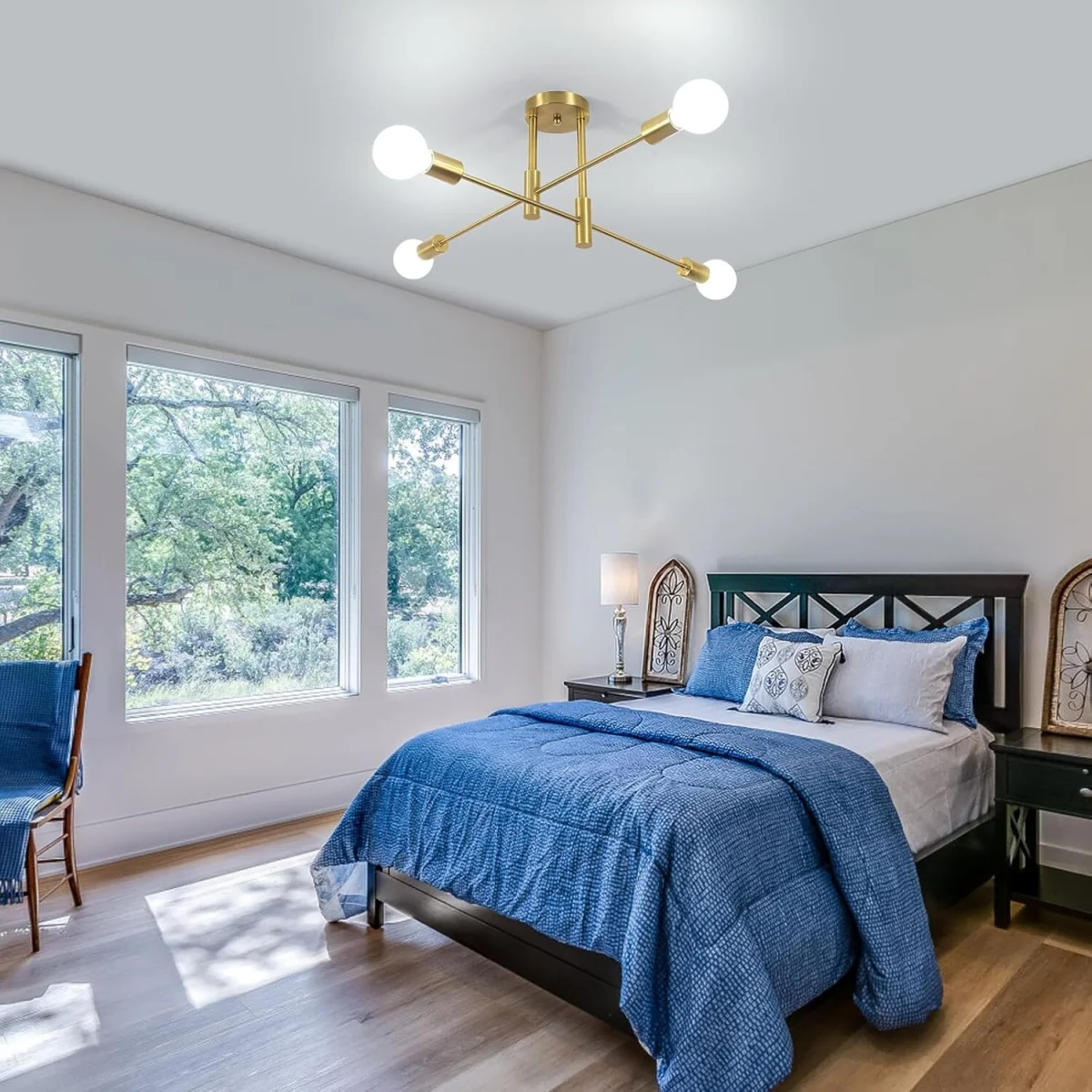 GOECO Ceiling Lights 180° Adjustable Sputnik Chandelier, E27 Bulb Not Included-Gold - Gold – image 4