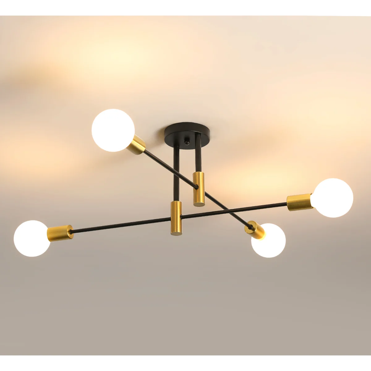GOECO Ceiling Lights 180° Adjustable Sputnik Chandelier, E27 Bulb Not Included-Gold - Gold – image 9