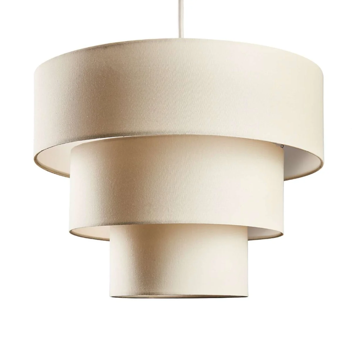 Vermont 3 Tier Faux Silk Ceiling Pendant Light Shade - Cream – image 2