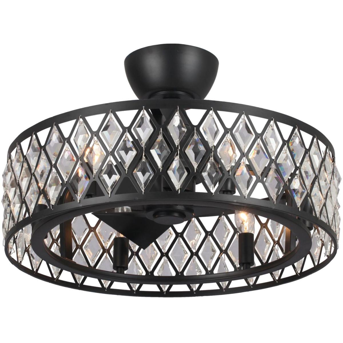 Modern 3-Blades Crystal Ceiling Fan Light Timmer Remote Control - Black – image 8