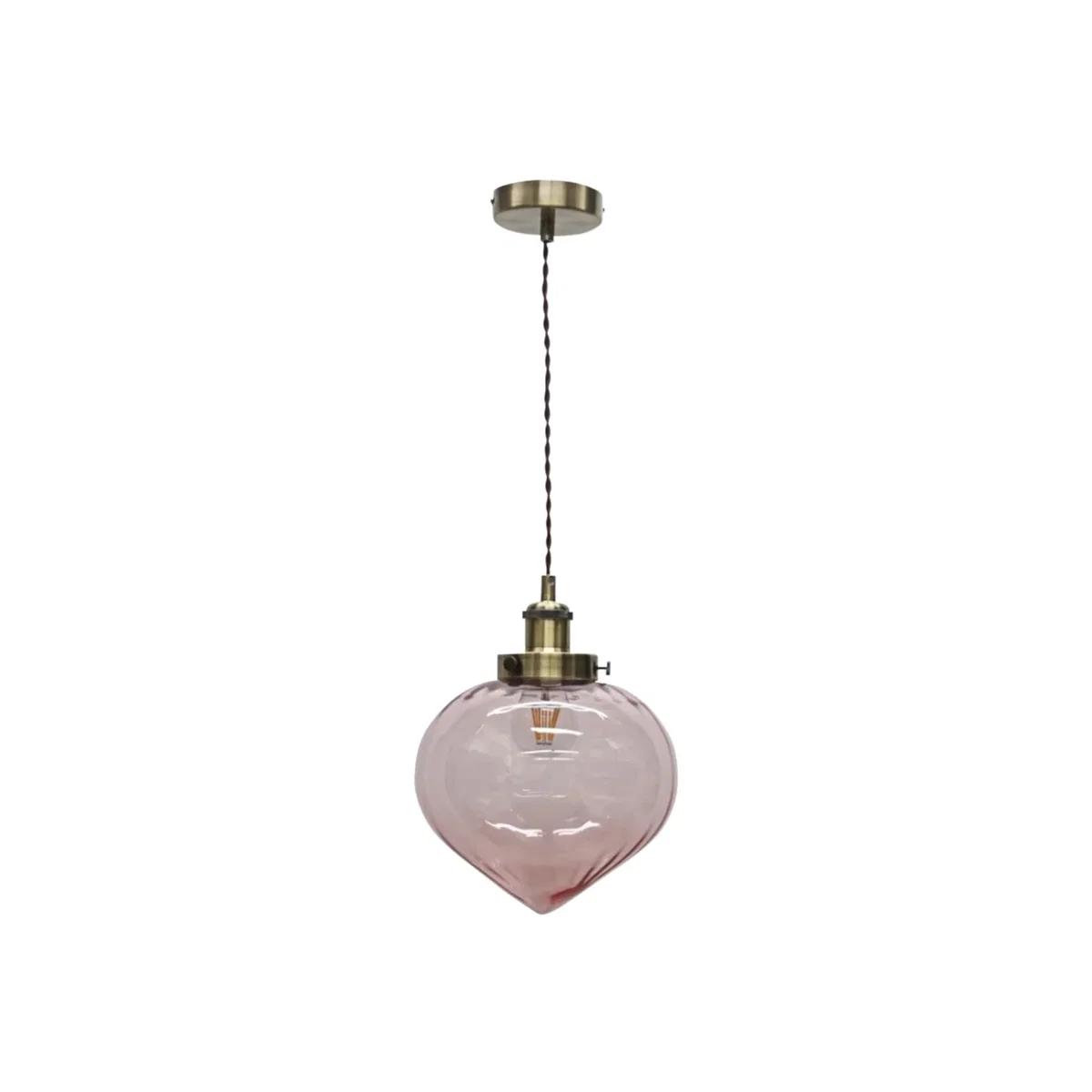 Layla Pink Vintage Design Pendant Light With Antique Brass Flex Set - Antique Brass & Blush Pink – image 1