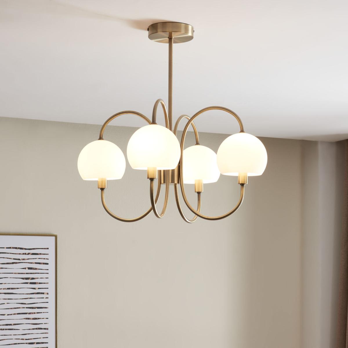 Beatrice 4 Light Ceiling Fitting - Antique Brass