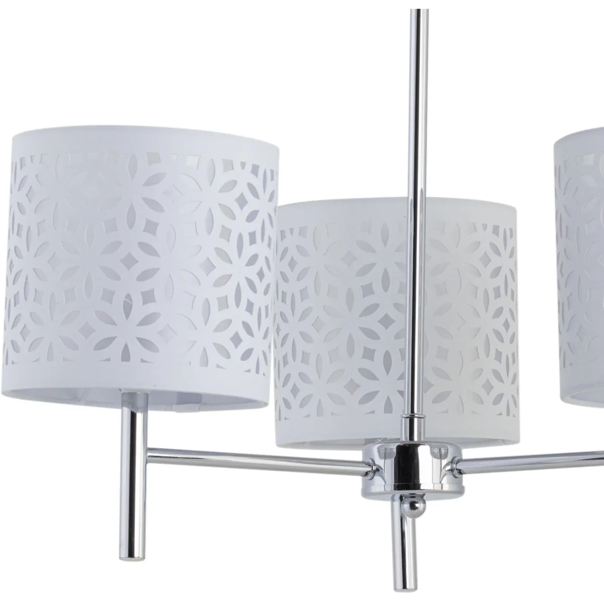 Brea Chrome 3 Light Fitting With White Cut Out Shades - Chrome & White – image 2