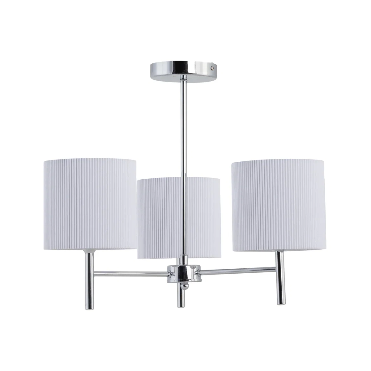 Brea Chrome 3 Light Fitting With White Pleated Shades - Chrome & White – image 1