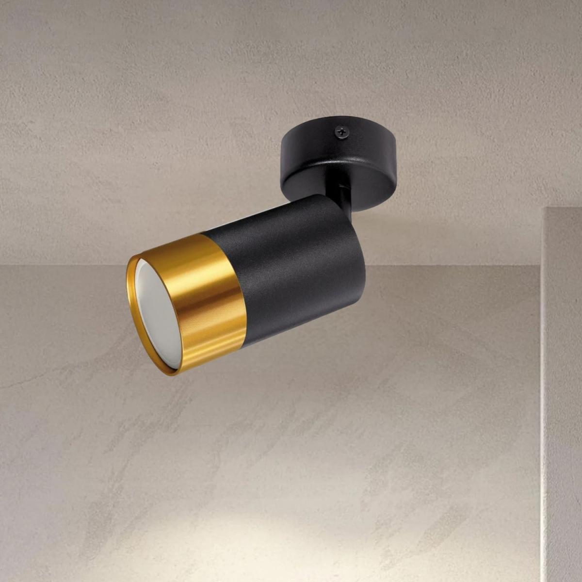 CGC PUZON Black Adjustable Surface Ceiling Flush Spot light with Gold Bezel - black – image 3