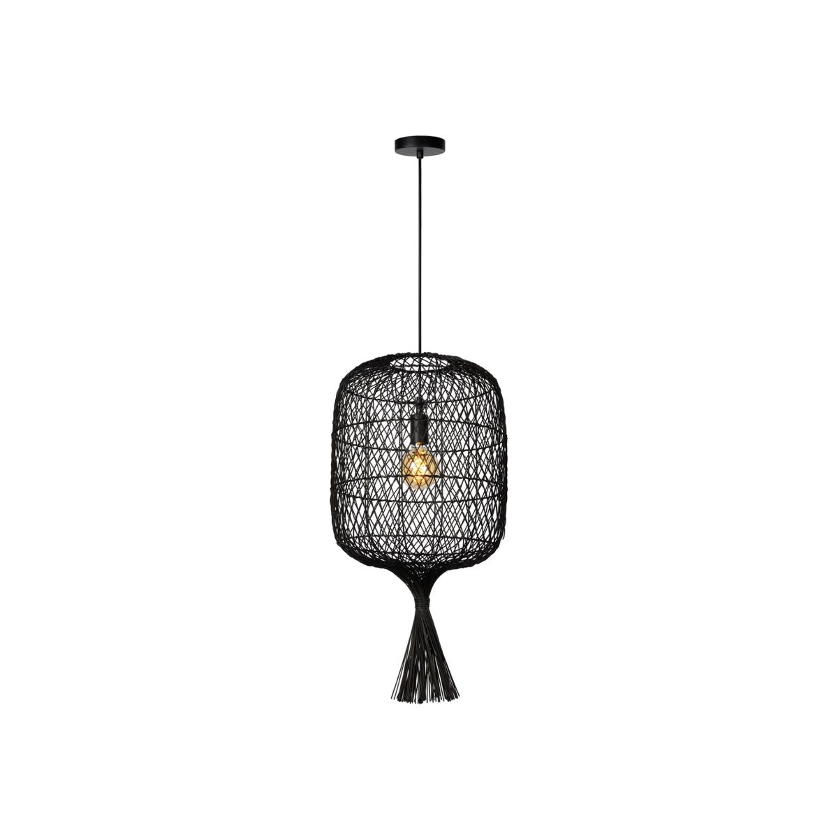 Garve Scandinavian Rattan Pendant Light Black - Black